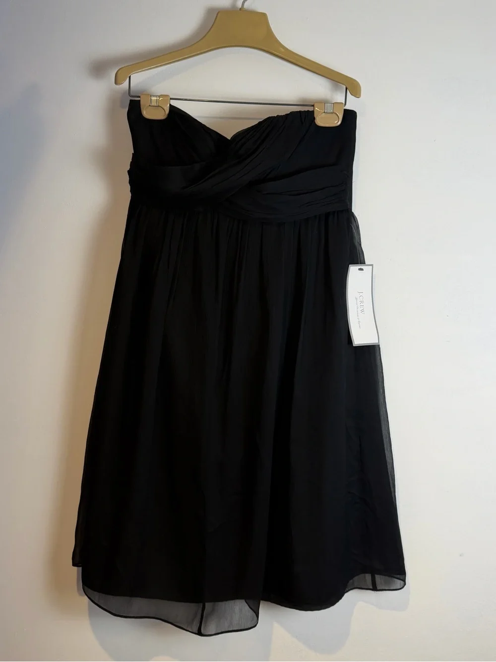 J. Crew Taryn Black Strapless Sweetheart Cocktail Dress in Silk Chiffon